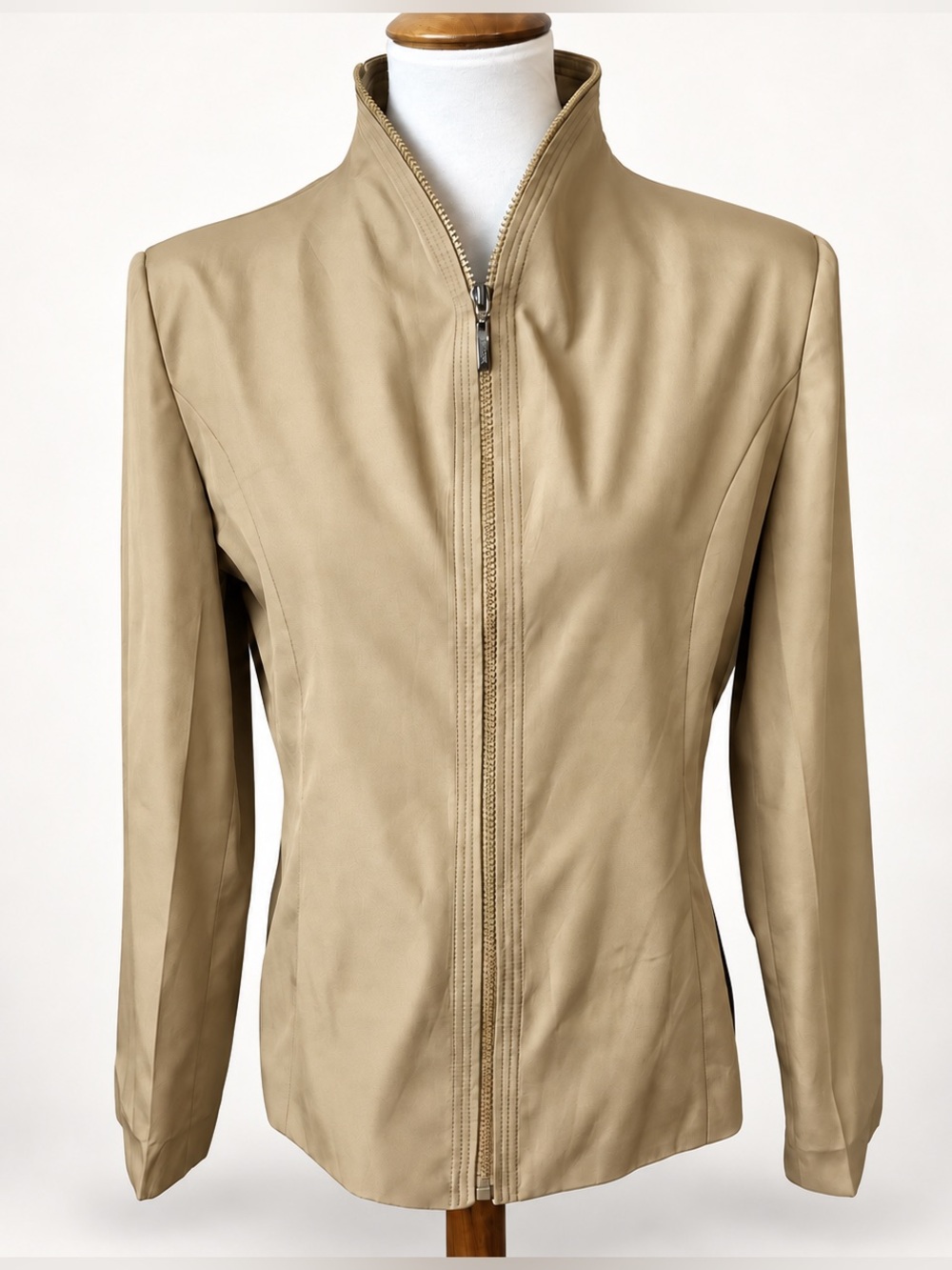 Fendi Vintage Womens XXL Beige Tan Zip Jacket Y2K Minimalist Made Italy